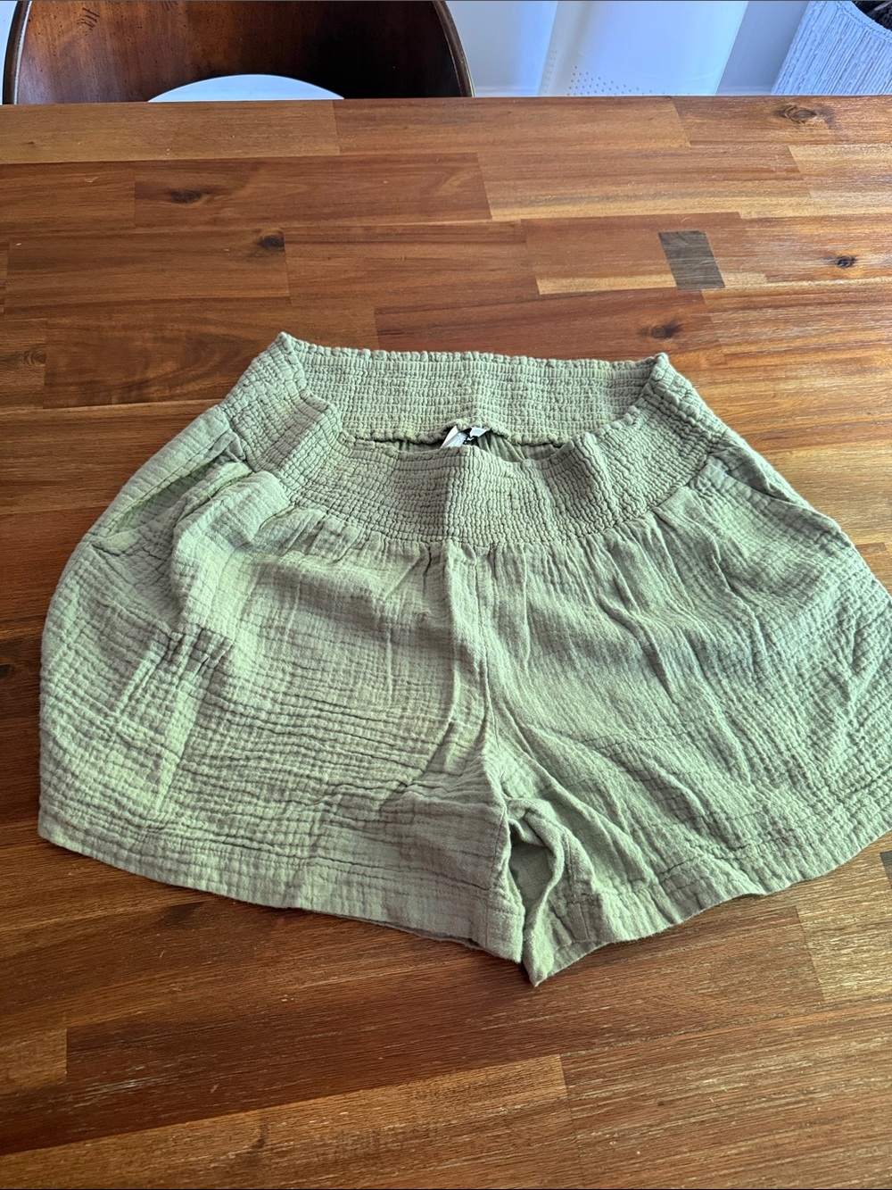 Maternity Sage Green Women’s linen blend Elastic Waist Shorts